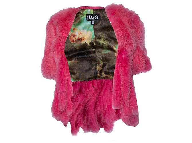 Dolce & Gabbana, Bolero aus Fuchsfell in Rosa Pink