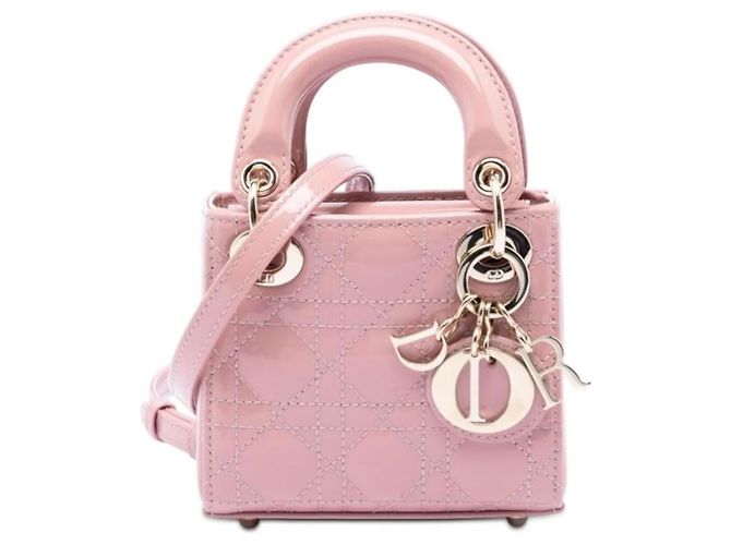 Dior Micro Bolso Lady Dior en Piel Charol Rosa