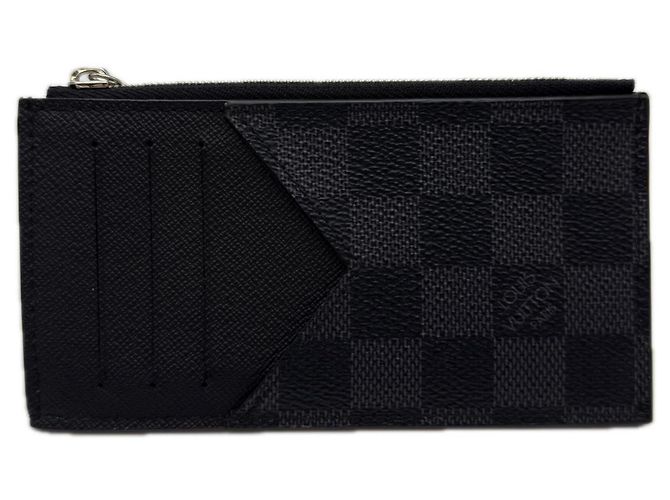 Louis Vuitton Damier Graphite Coin Card Holder Brown Black
