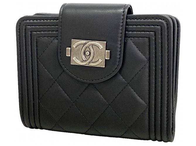 Chanel Boy Lammleder-Geldbörse in Schwarz