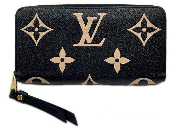 Louis Vuitton Monogram Empreinte Zippy Wallet Black Beige