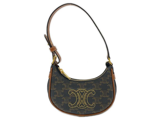 Céline Sac porté à l'épaule CELINE Triomphe Mini Ava Marron Beige