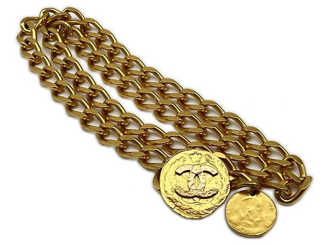 Chanel Coco Mark Gold Plated Chain Belt Golden