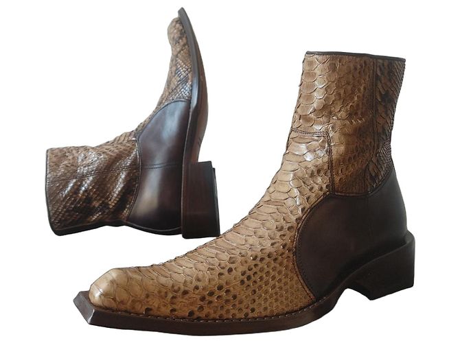 Autre Marque Bottines SHOTO Cuir de Python Marron EU 40