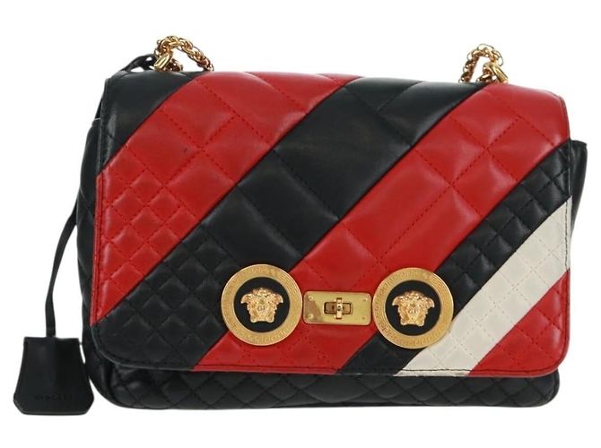 Versace Medusa Padlock Icon Top Handle Quilted Leather Medium Black