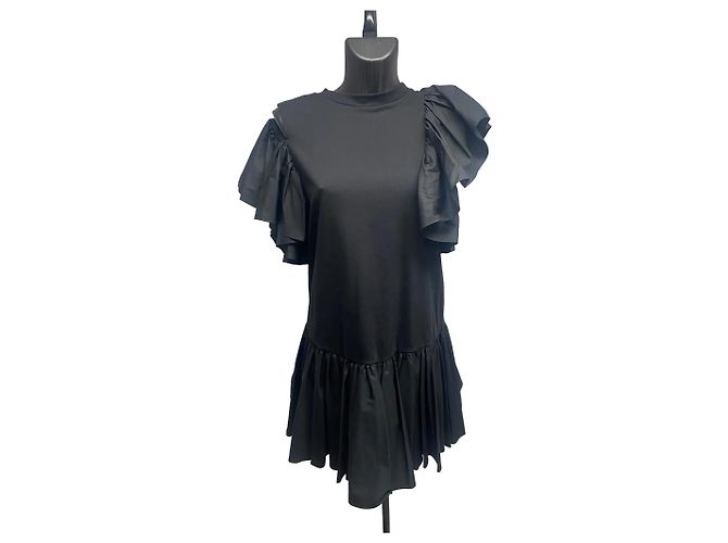 Mini abito nero con volant Alexander McQueen