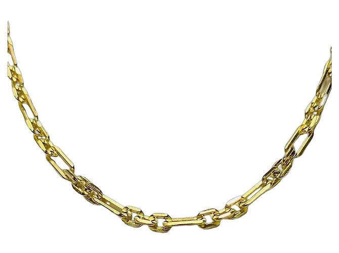 Autre Marque Collana a Catena Figaro in Argento 925 Placcata Oro D'oro