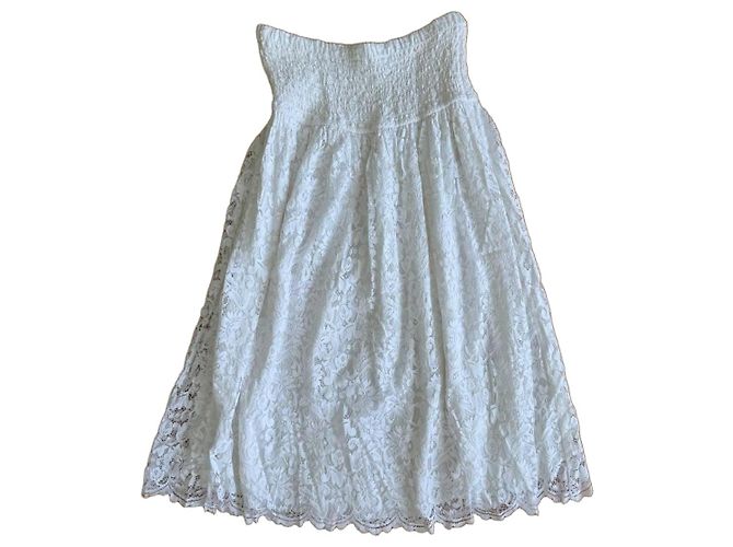 Autre Marque Blugirl Blumarine Vestido palabra de honor de encaje blanco