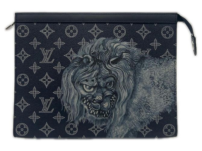 Pochette Louis Vuitton Monogram Savannah Pochette Voyage Noir Blanc Bleu Marine