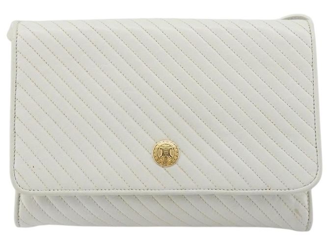 Céline Celine Vintage Flap en cuir matelassé Blanc