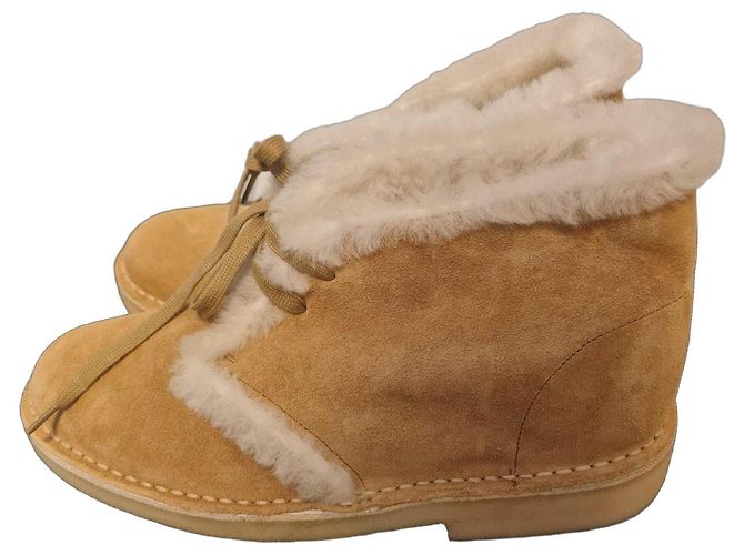 Clarks x Sandro Suede and Shearling Ankle Boots Beige