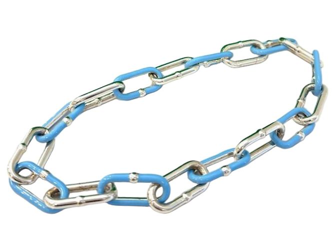 Collar choker de cadena SV925 Bottega Veneta Plata Azul