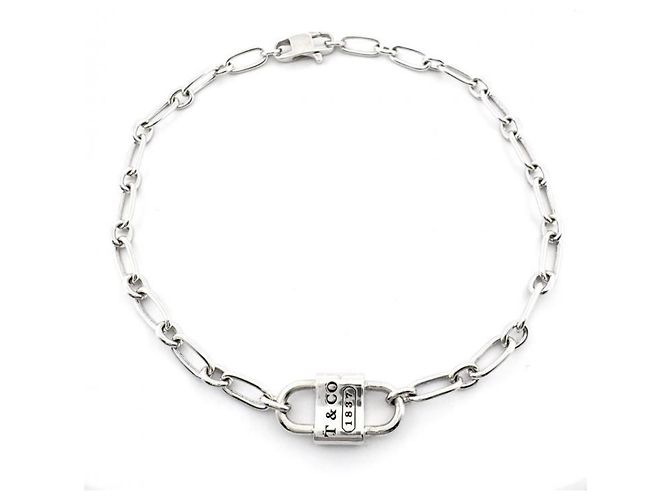 Pulseira charm Tiffany & Co. 1837 Small Double Lock Prata