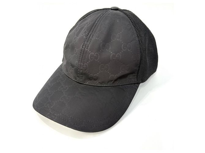 Gucci GG Pattern Nylon Mesh Baseball Cap Black