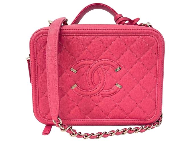 Borsa a tracolla Chanel CC Filigree Vanity Chain Rosa