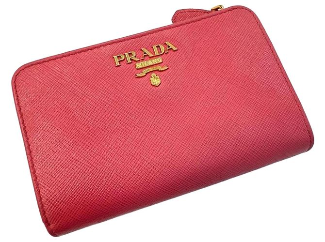 Prada Saffiano Leather Pink Bi-fold Wallet