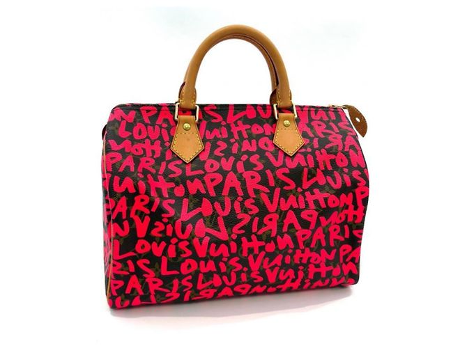 Bolsa Louis Vuitton Monogram Graffiti Speedy 30 Marrom Fuschia