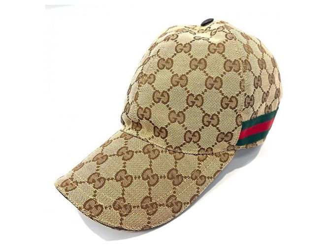 Gucci GG Canvas Web Stripe Baseball Cap Braun