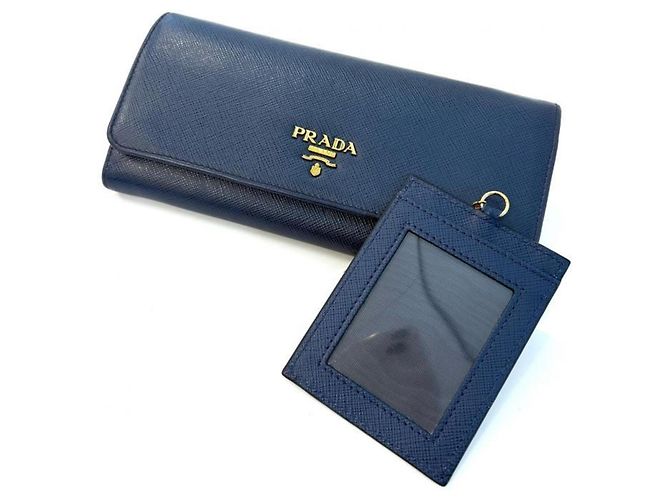 Lange Prada Saffiano Geldbörse in Bluette und Navy Blau Marineblau