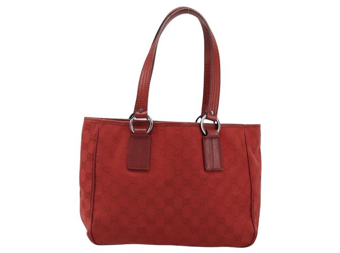 Gucci Vintage Open Tote GG Canvas and leather Medium Rot