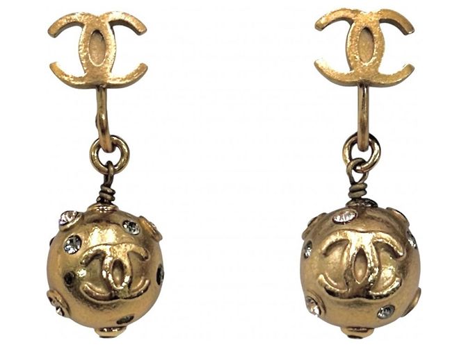 Orecchini a clip Chanel Gold con strass D'oro