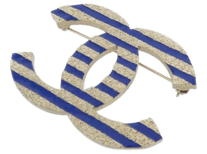 Spilla Chanel AB0780 Blu e Oro D'oro
