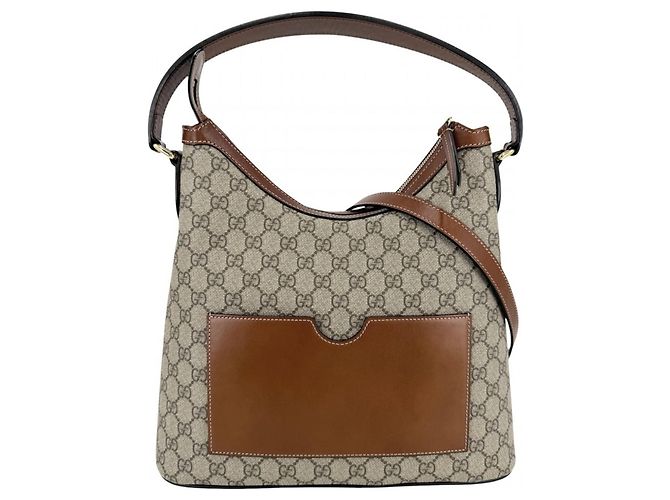 Borsa Hobo da donna Gucci Marrone Beige