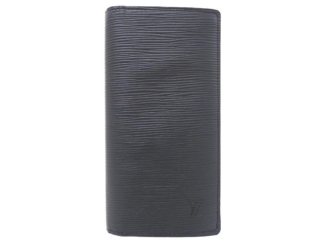 Louis Vuitton Epi + Monogram Eclipse Portefeuille Brazza M80788 Wallet Black Blue