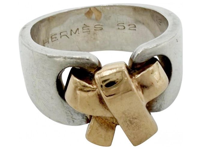 Hermès Ring Ribbon Russet für Damen Weiß