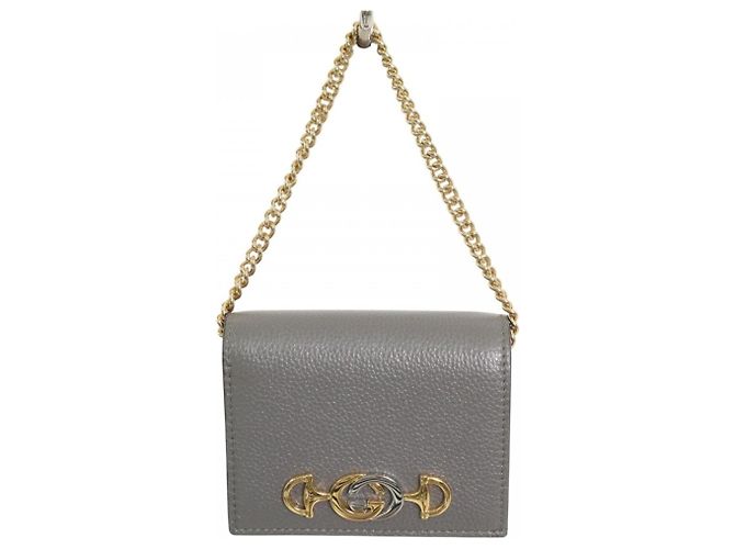Gucci Bi-fold Wallet in Gray Leather Brown