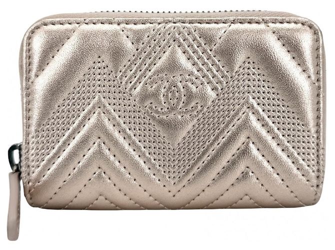 Chanel Metallic Pink Leather Card Case