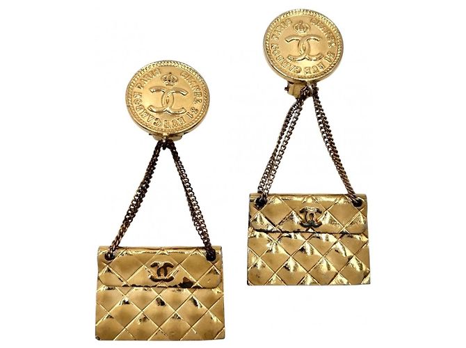 Orecchini a lobo Chanel Vintage placcati oro D'oro