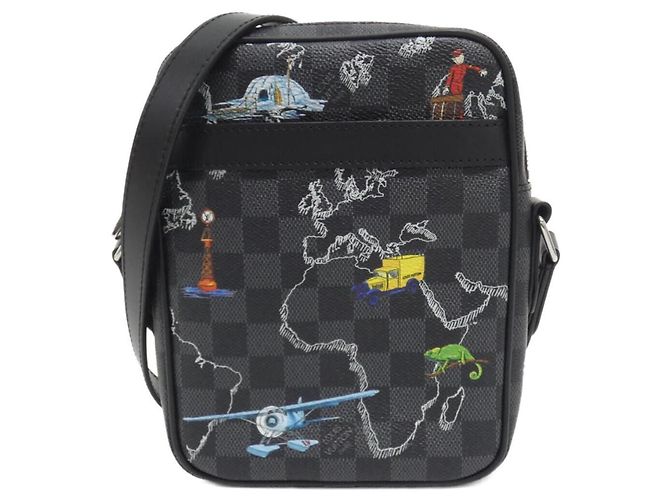 Borsa a tracolla Louis Vuitton Damier Graphite Map Danube Damier ebene