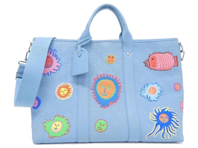Tote Weekend Louis Vuitton em couro Taurillon Monogram Azul