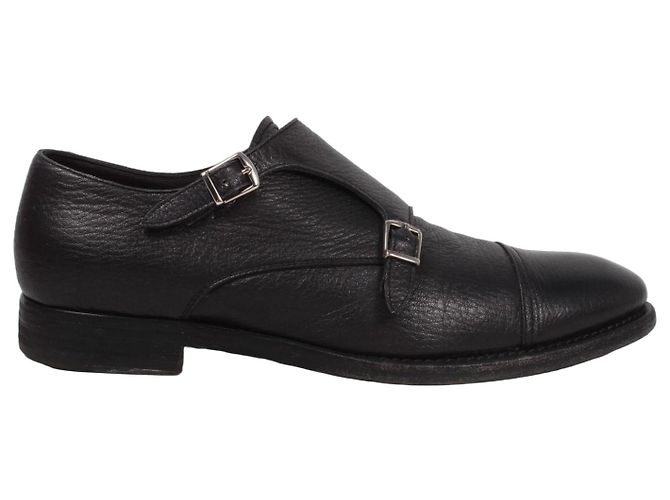 Autre Marque Henderson Baracco Scarpe Double Monk Strap in Pelle Nera Nero