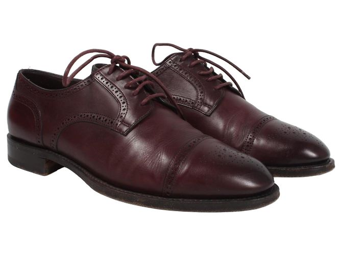 Santoni Scarpe Oxford da uomo in pelle bordeaux Bordò