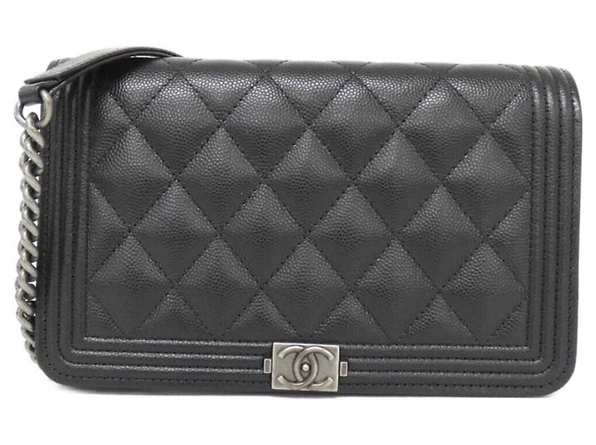 Chanel Boy Line AP1117 Chain Shoulder Wallet Nero