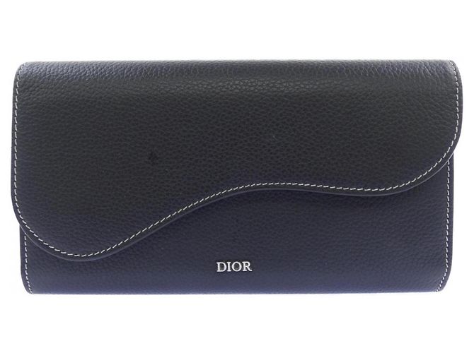 Cartera bi-fold negra Christian Dior Negro