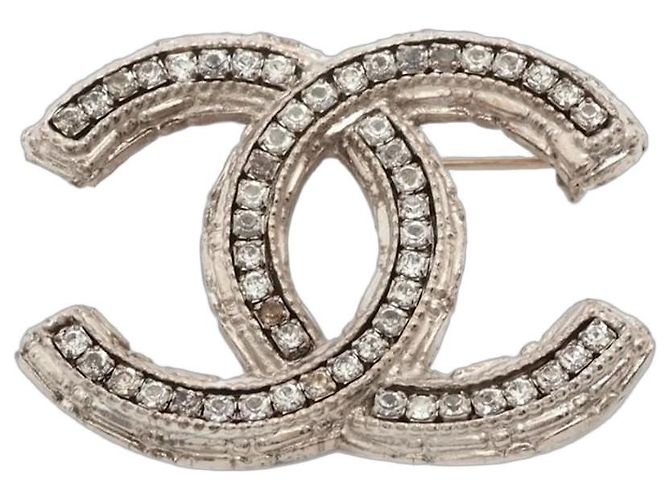 Chanel Strass-Brosche Silver Coco Mark A11A Silber