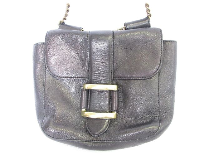 Autre Marque Borsa a tracolla J&M Davidson in pelle di vitello con catena Nero