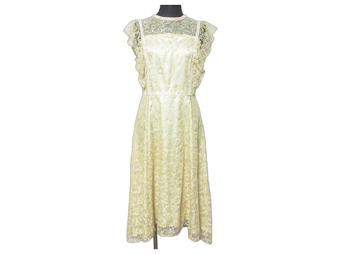 Autre Marque Vestido de renda AIMER Bege Amarelo