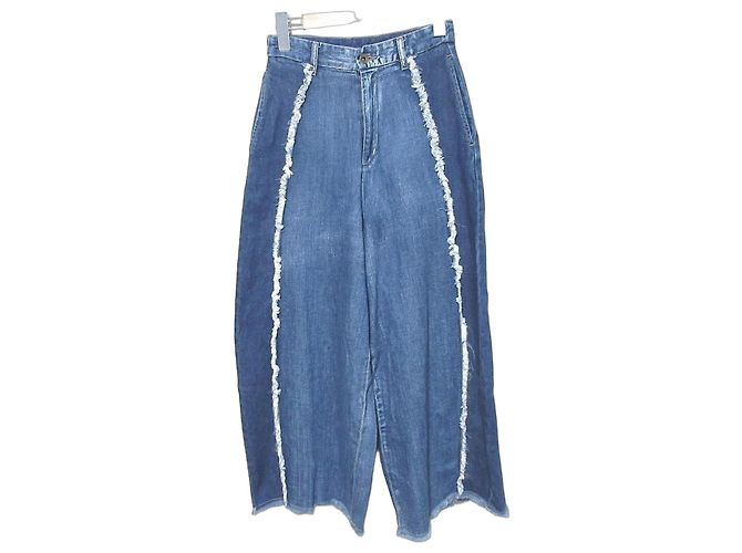 Autre Marque Roughlow Jeanshose mit Fransen Blau