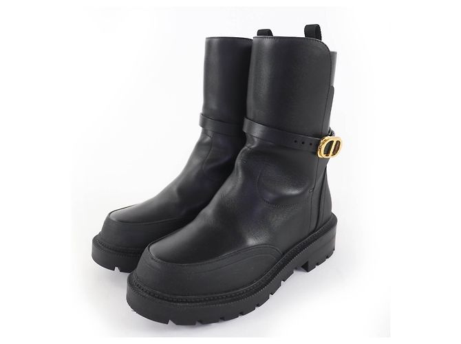 Botas de couro Christian Dior DIOR EMPREINTE Preto