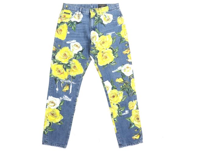 Dolce & Gabbana Dolce&Gabbana Baumwollhose Blau Gelb