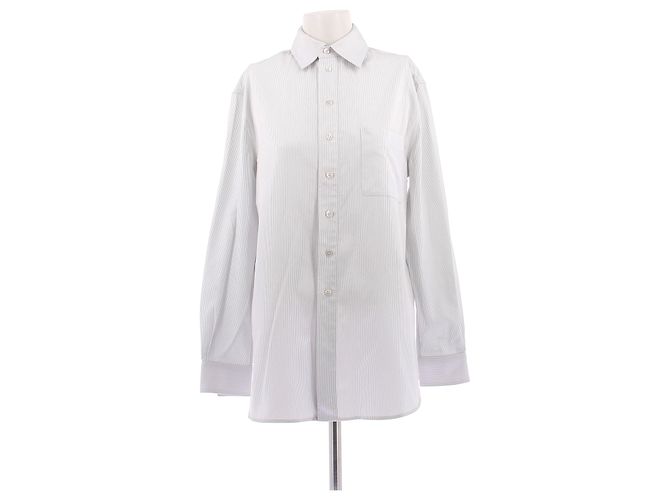 Camicia Saint Laurent a righe bianca in cotone Bianco