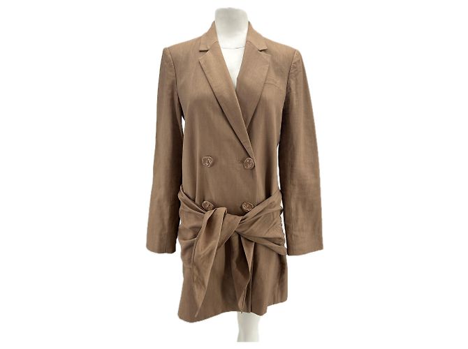 Tibi Long Taupe Blazer Viscose Brown