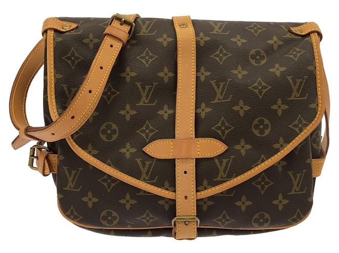 Louis Vuitton Monogram Saumur Shoulder Bag Brown