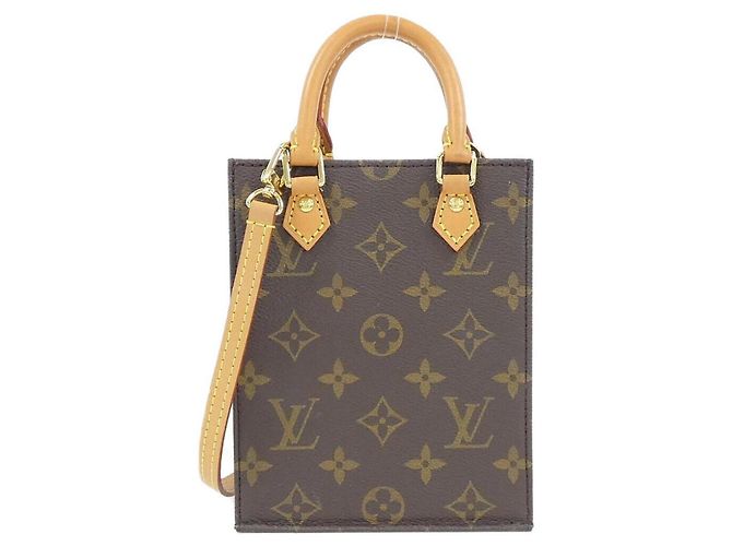 Borsa Louis Vuitton Monogram Petite Sac Plat Marrone