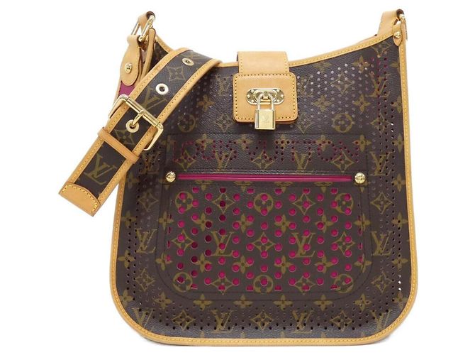 Borsa a tracolla Louis Vuitton Monogram Perfo Musette Marrone Fuschia