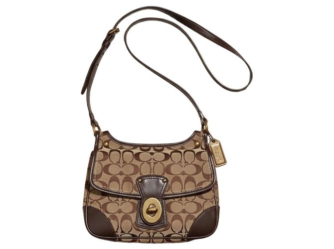 Borsa a Spalla Coach Signature Monogram Marrone